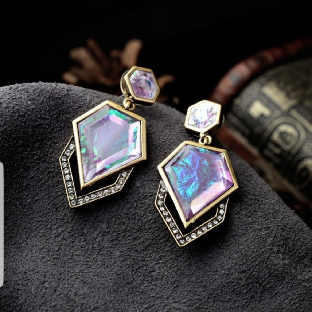 Purple w/Turquoise Accent Dangle Earrings